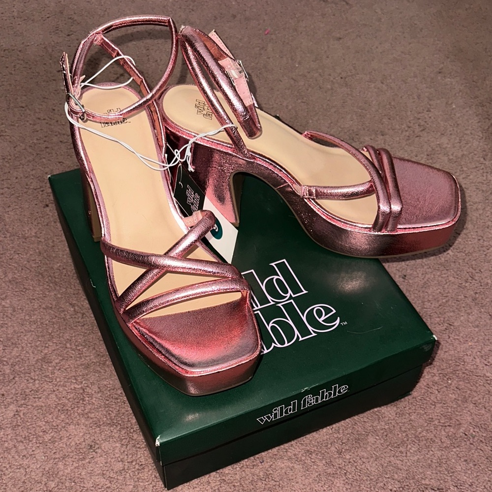 Wild Fable Metallic Pink Strappy Heels